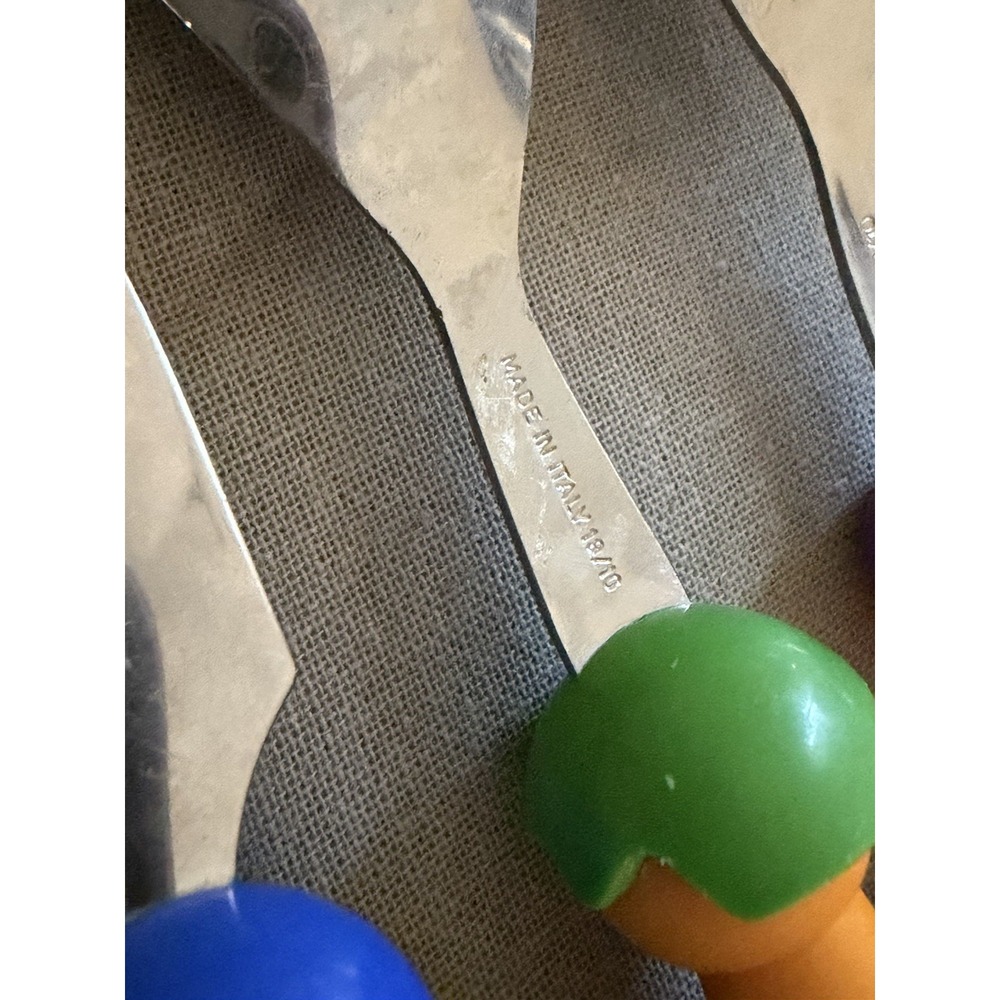 Rivadossi Trebimbi Kids Flatware 4 Piece Italy Smiley Colorful Y2K Postmodern - Picture 8 of 11